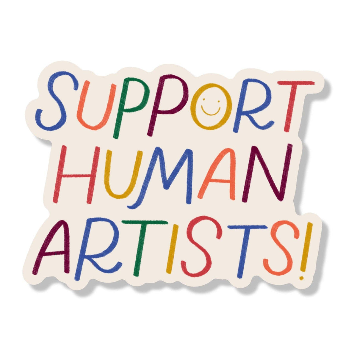 Support Human Artists Waterproof Sticker | Hand Drawn Art