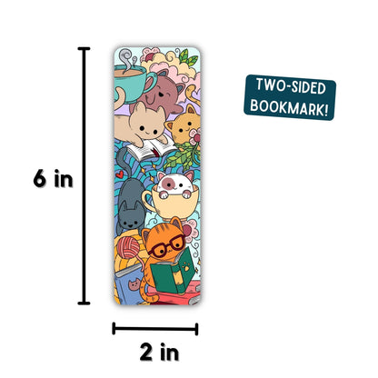 Reading Cat Pile Bookmark