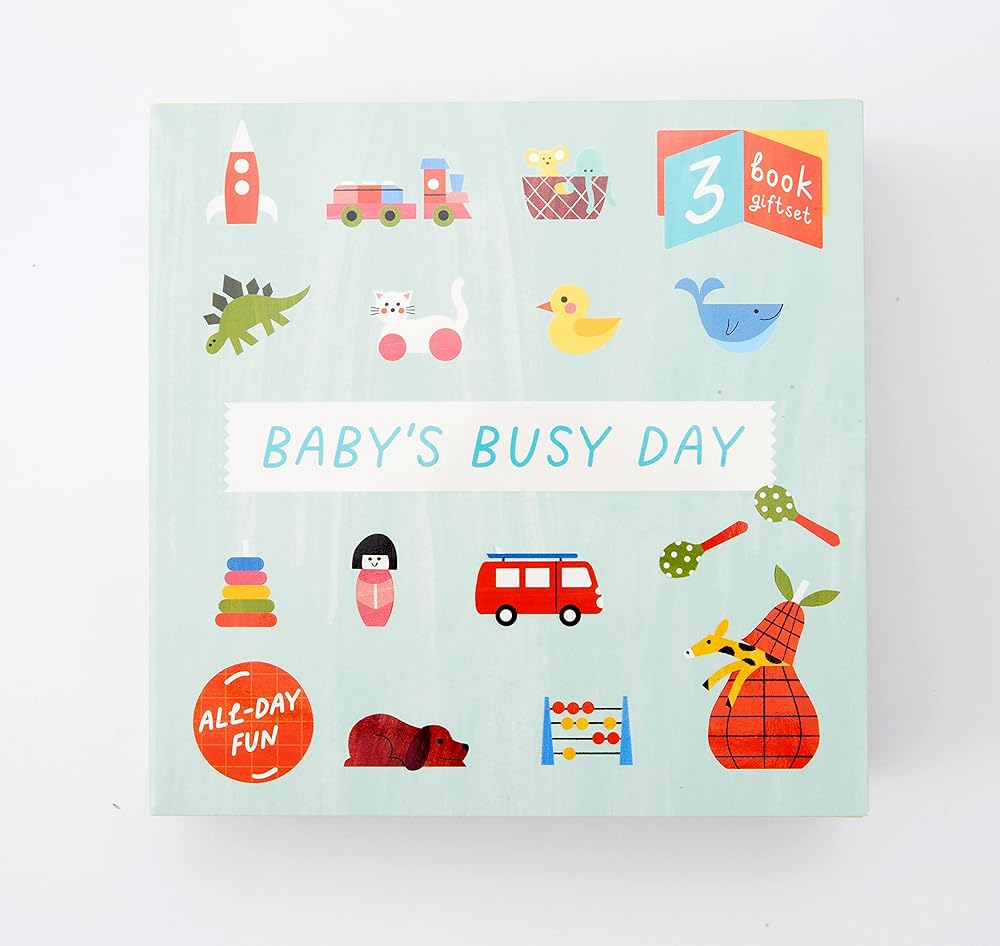 Baby's Busy Day: 3 book gift set - All Day Fun - Board book, Bath book, Cloth book cover image