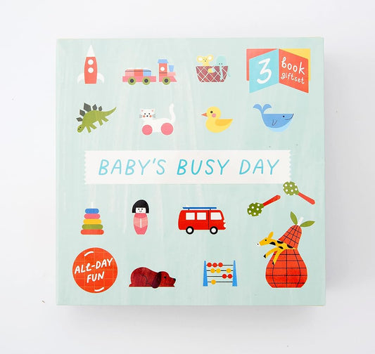 Baby's Busy Day: 3 book gift set - All Day Fun - Board book, Bath book, Cloth book cover image