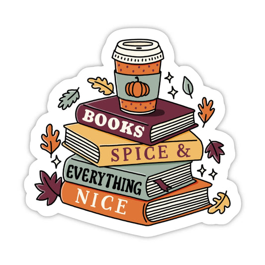 "Books Spice Everything Nice" Book Stack Fall Sticker