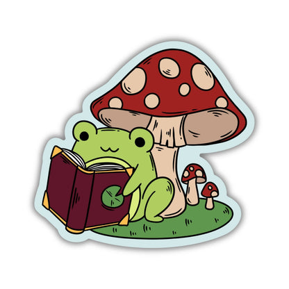 Frog Reading Under Toadstool Sticker